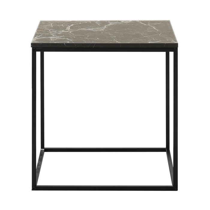 Hanah Home Shp-950-Qq-1 Mesa Auxiliar, 50x52x50 cm, Tablero de Partículas Recubierto de Melamina, Negro y Mármol